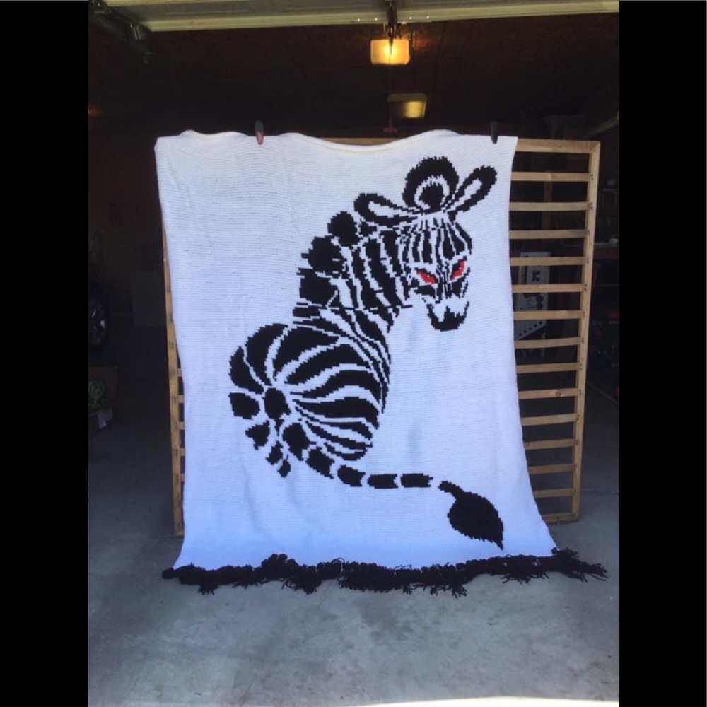 NEW Zebra Afghan (handmade)